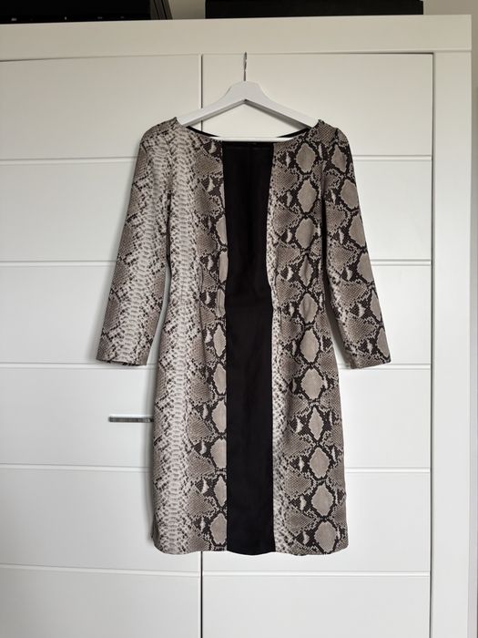 Beżowa krótka sukienka we wzór węża Zara woman 34/ 36