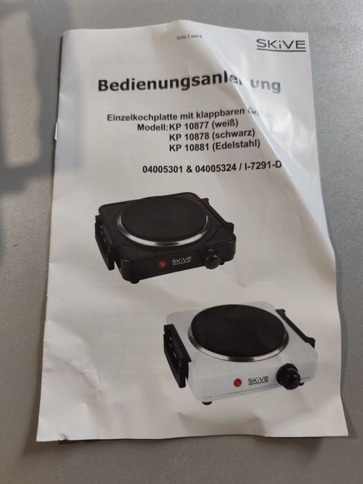 pojedyncza kuchenka elektryczna marki Skive (model KP10881)