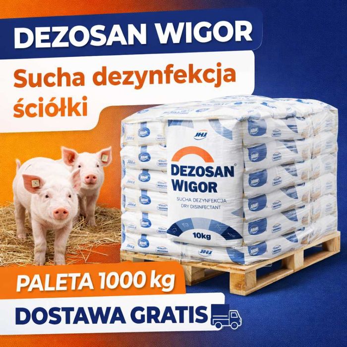 Dezosan Wigor Sucha dezynfekcja ściółki paleta 1000kg DOSTAWA GRATIS