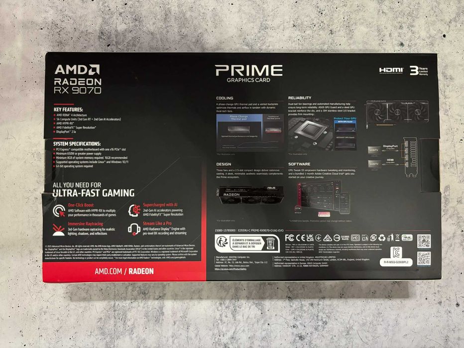 ASUS Prime Radeon RX 9070 EVO OC Edition 16GB - NOWA