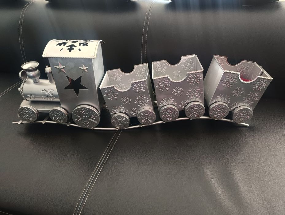 Pociąg metalowy świateczny 80cm