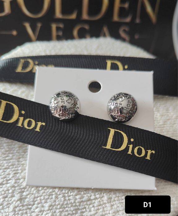 Kolczyki damskie kulki logowane Dior