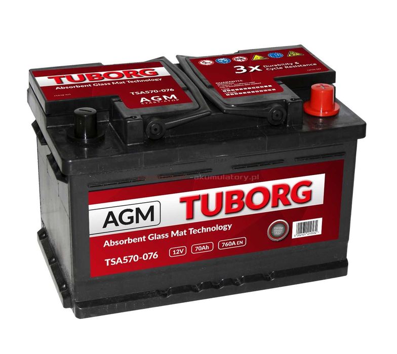 Akumulator Tuborg AGM 70Ah 760A Wrocław Krzyki Orzechowa 2A