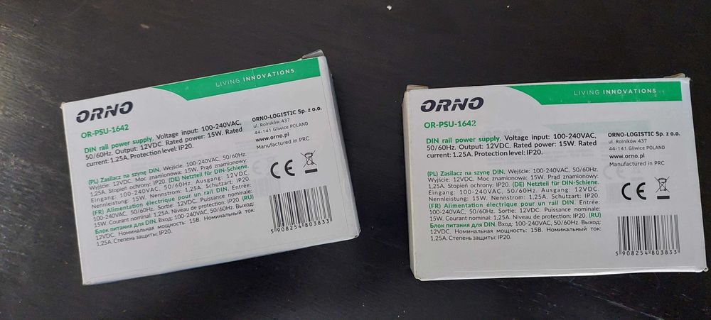 Fonte de Alimentação para trilho DIN 12V DC, 1.25A, 15W (OR-PSU-1642)