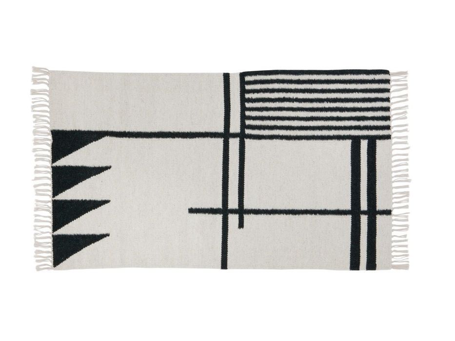 Ferm Living Kelim rug, Black Lines, 140 x 200 cm