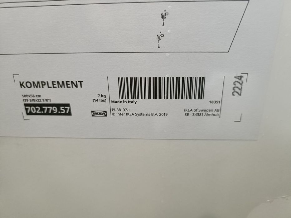 Prateleira / estante IKEA komplement 100 cm x 58 cm para roupeiros PAX