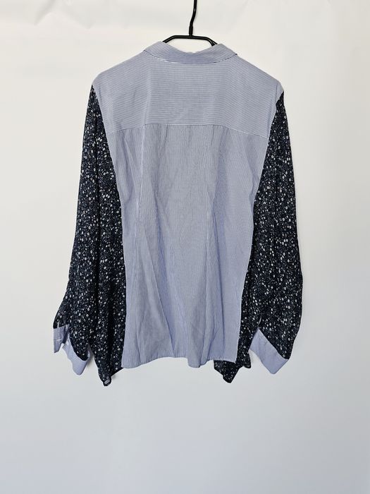 Niebieska koszula w paski kwiaty oversize Zara L 40
