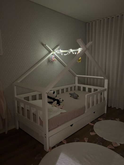 Cama Tenda Lacado Branco + Colchão de Criança