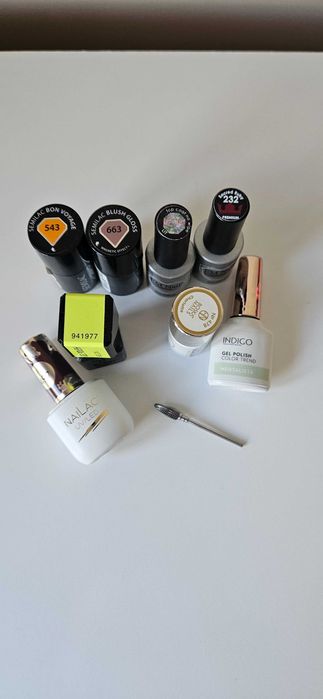 9 lakierów hybrydowych frez karbidowy Indigo Semilac Em Nail Boska Nails Reforma NaiLac