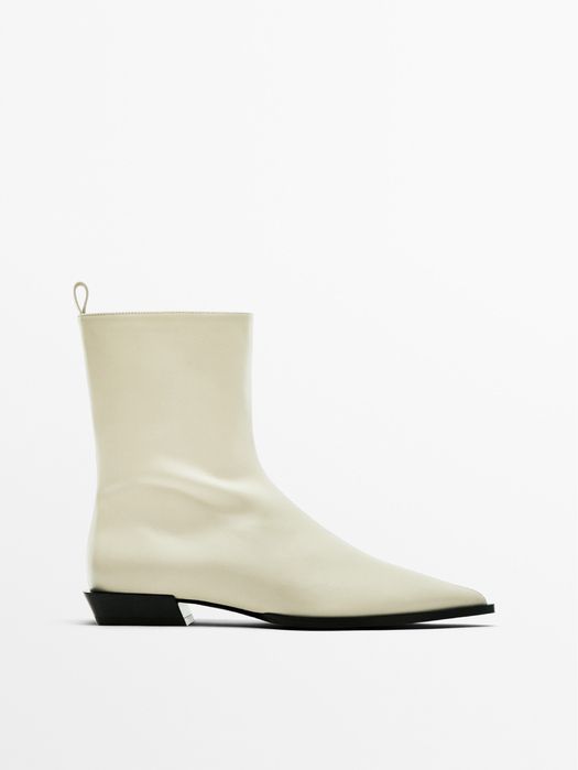 Чоботи черевики ботильони молочні бежеві massimo dutti limited edition