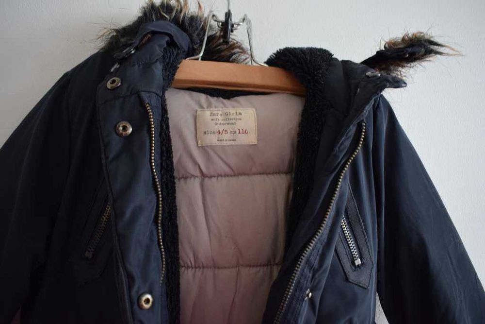 Zara 110 r. 4 - 5 kurtka zimowa granatowa parka