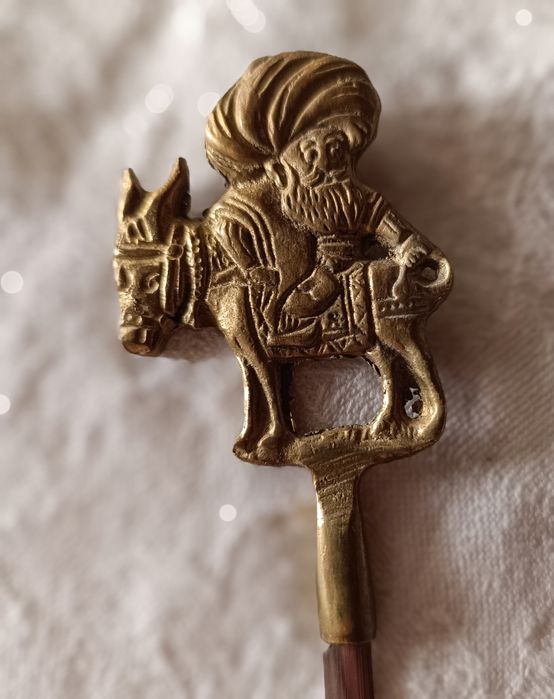 6 espetos vintage Turcos para churrasco em aço inoxidável,pegas  latão