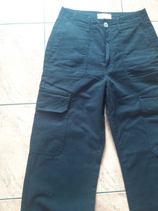 Czarne spodnie cargo Zara rozm 34