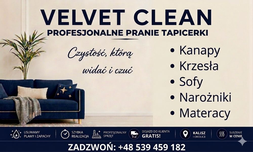 Szukasz profesjonalnego prania tapicerki? Dobrze trafiłeś! VELVET CLEAN to gwarancja czystości i świeżości w Twoim domu.
