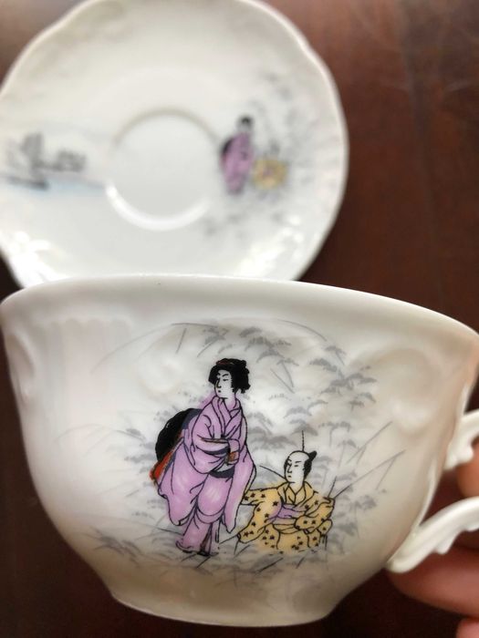 Serviço de chá porcelana Vista Alegre (anos 70) com motivos orientais