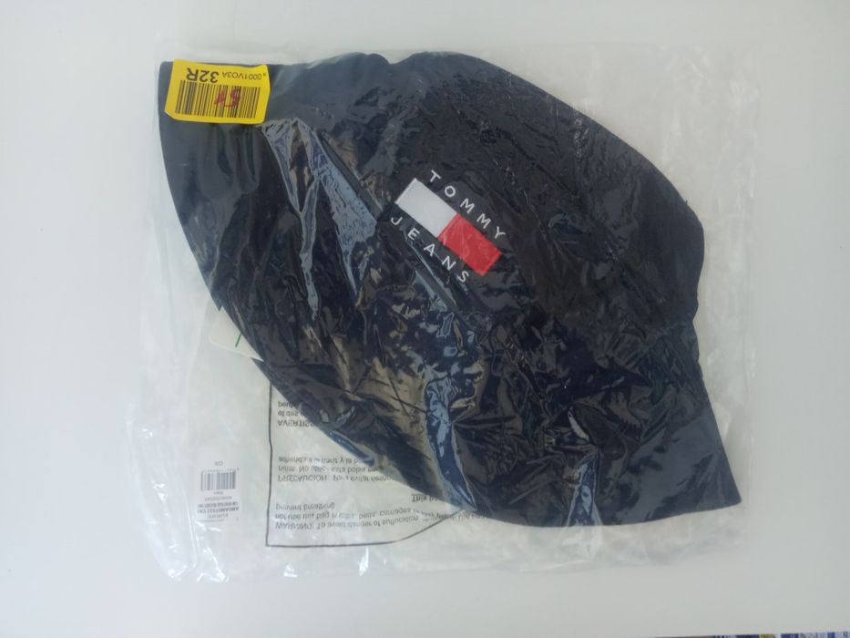 Nowy oryginalny kapelusz Tommy Hilfiger bucket hat granatowy bawełna
