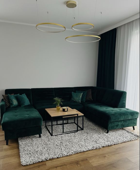 Narożnik Volare U agata zielony butelkowa zieleń loft nowoczesny kanap
