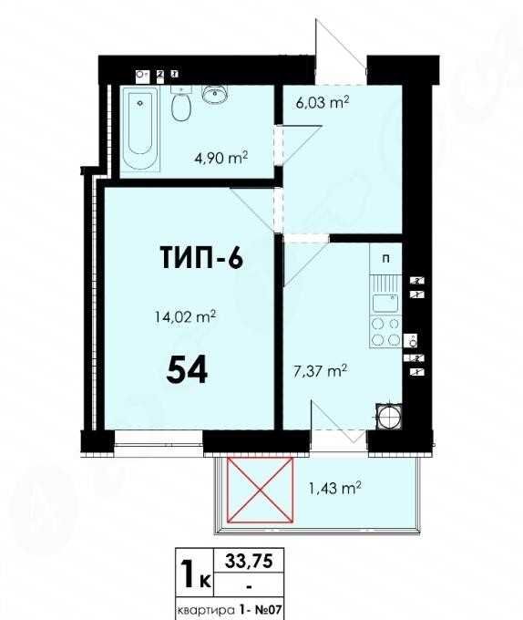 Продаж квартири у новобудові, 1но-кімнатна 34м². ЖК (Park Residence)