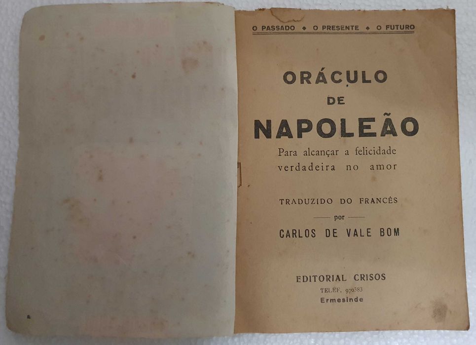Óráculo de Napoleão - Carlos de Vale Bom - Ed. Crisos - Muito antigo