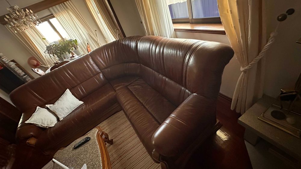 Sofa de Canto em Pele Italiana