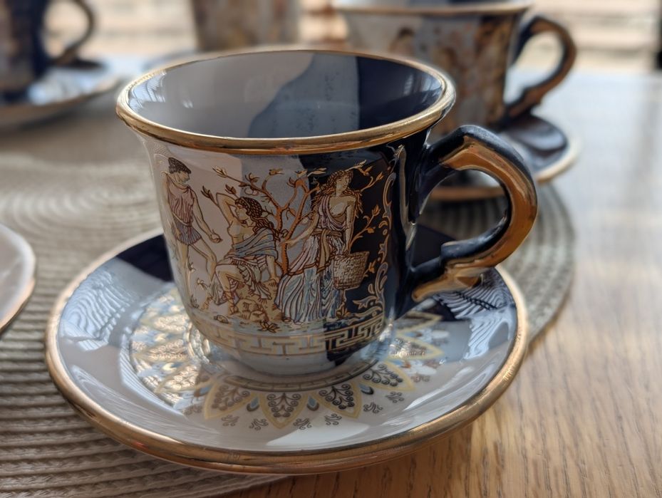 Filiżanki do kawy Handmade Grecce 24k zlote