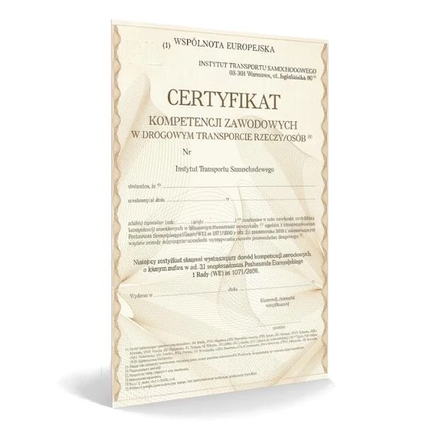 Urzyczę certyfikat kompetencji zawodowych