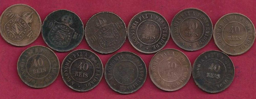 Brasil  11  Moedas  de 40 Reis todas  com  datas  Diferentes