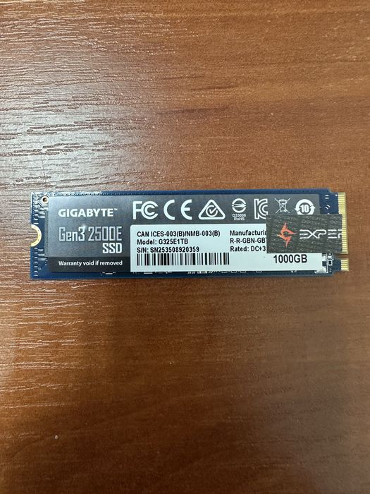 SSD M.2 NVMe 1 TB (100%) GIGABYTE Gen3 2500E