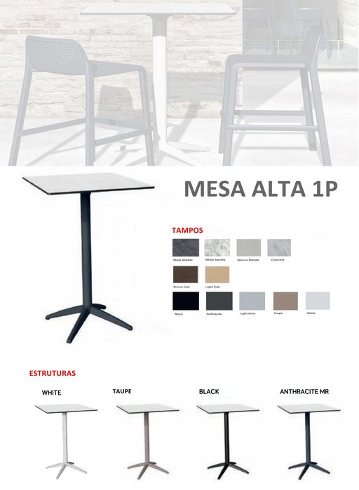 Cadeiras e Mesas Altas (Outdoor/Bar)