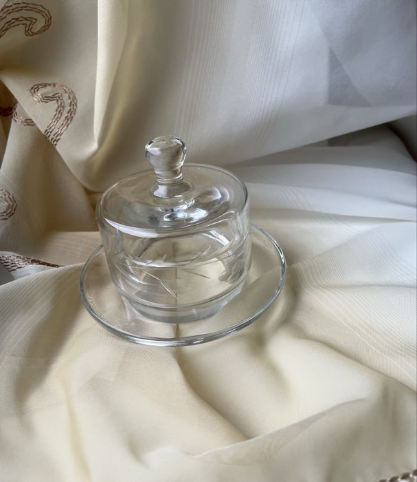 Pojemnik szklany na plastry cytryny PRL