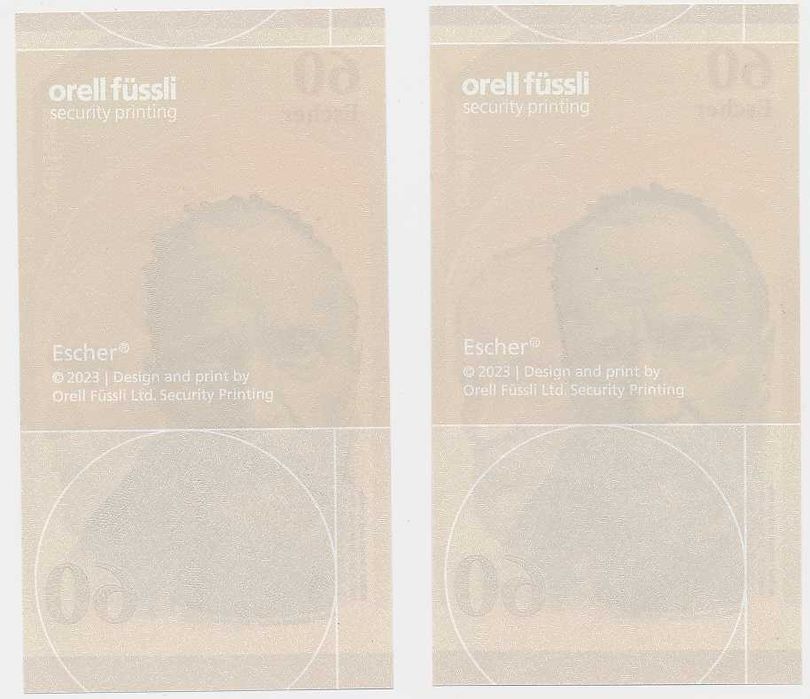 ESHER PORTRAITS - zestaw 2 banknotów testowych Orell Füssli , jak PWPW