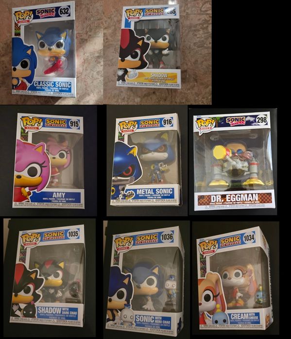 Funko pop Sonic Silver Super Sonic Shadow Tails Eggman Amy