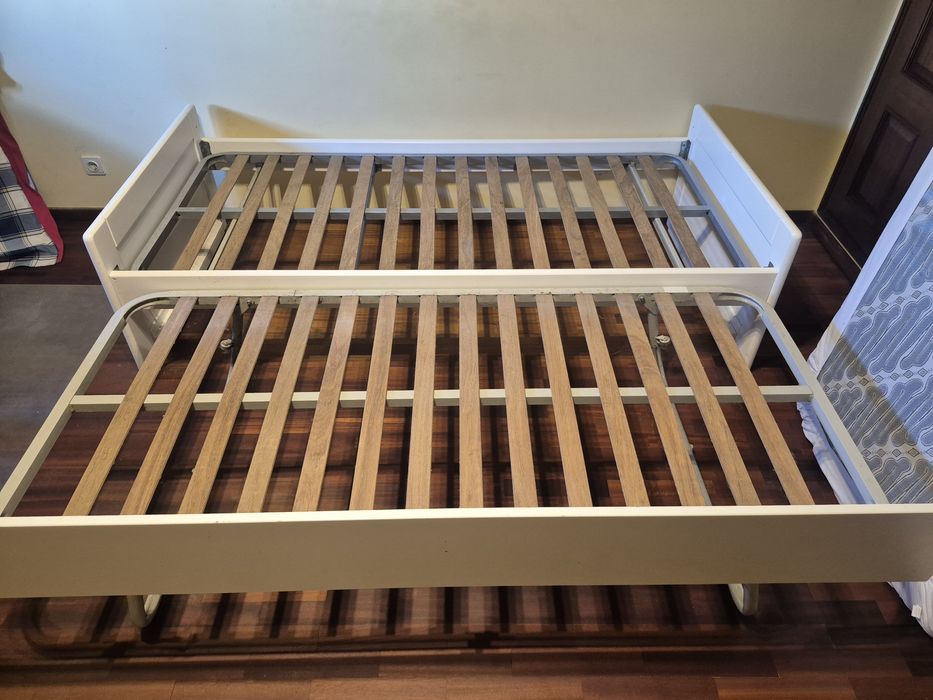 Cama de Solteiro/Casal Branca – Cama Auxiliar com Estrado