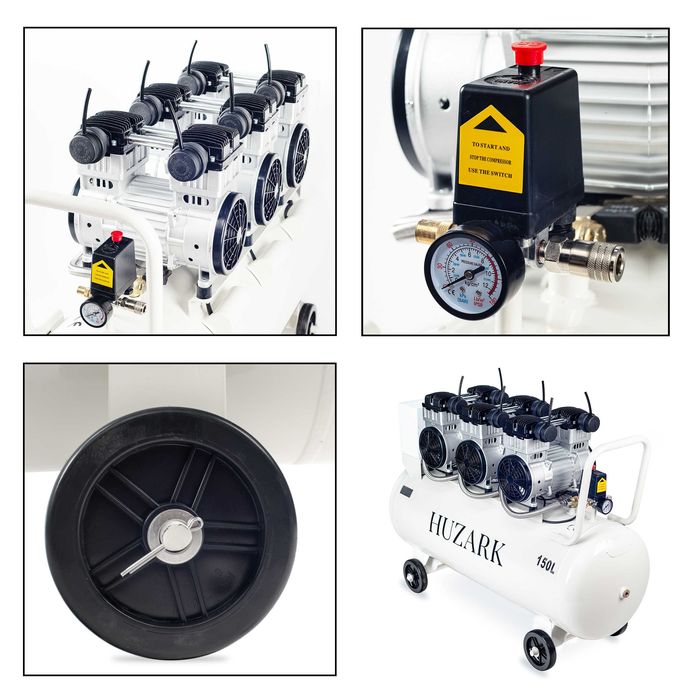 Profesjonalny Kompresor bezolejowy sprężarka Huzark 150L 8bar 621l/min