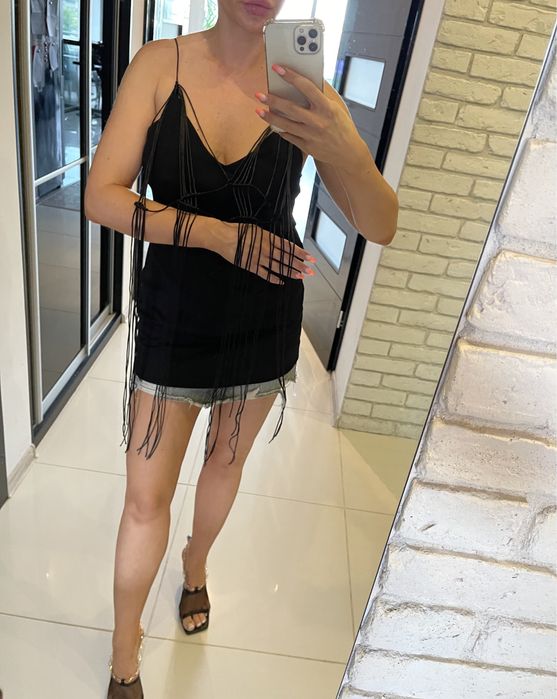 Zara bluzka top na ramiączkach czarna M