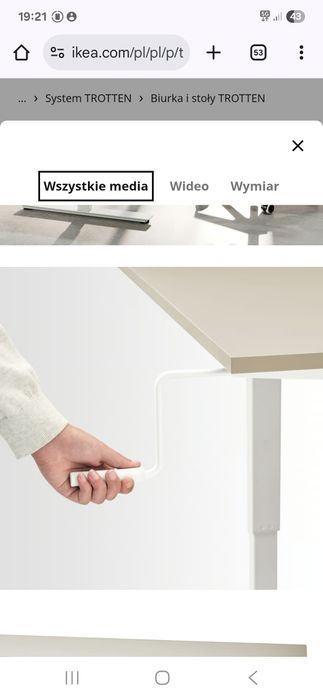 Ikea biurko z regulacją Trotten