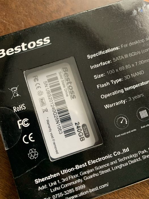 Ссд диск накопитель ssd solid state drive bestoss 240gb 2.5 sata