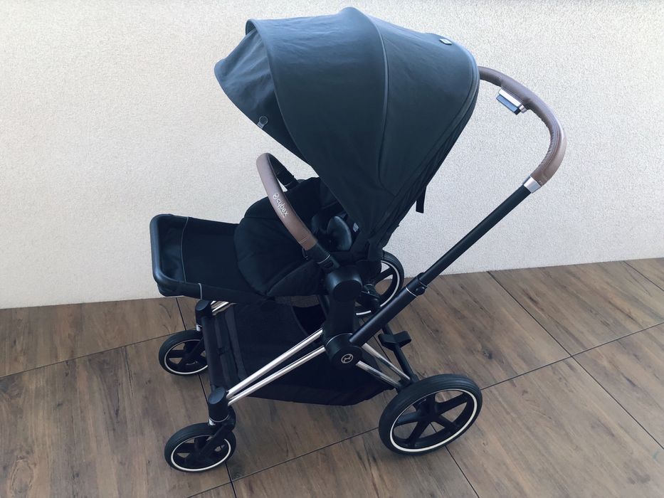 Cybex Priam 2.0 - 2w1  Deep Black + Chrome Brown  + torba + uchwyt na kubek