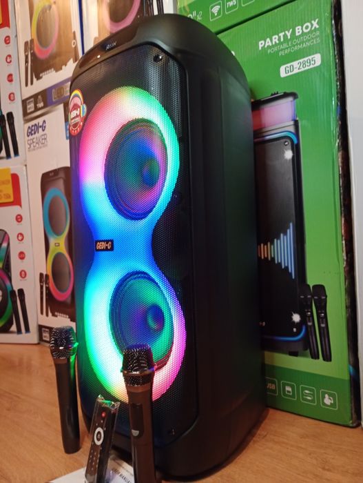 Блютуз караоке акустика Temeisheng-21(SD,USB, FM) ПультДУ, 2микрофона.