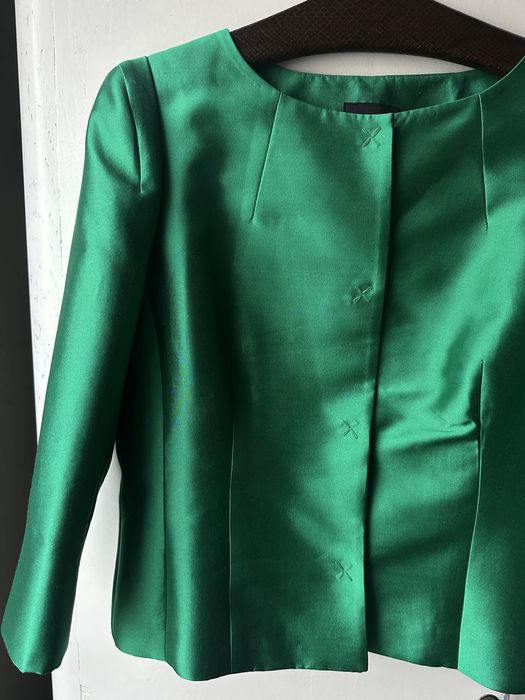 Жакет з шовку та вовни смарагдовтй