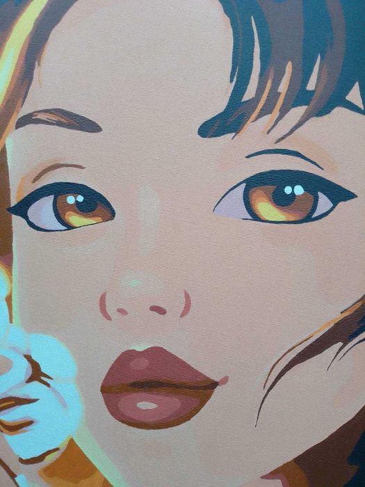 Готова картина по номерам Чарівна бавовна/дівчина з бавовною 40х40 см