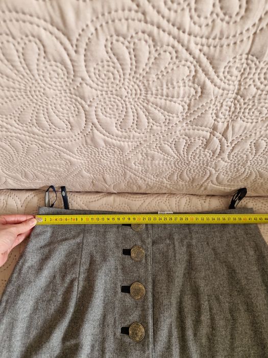 Vintage szara wełniana spódnica midi maxi landhaus