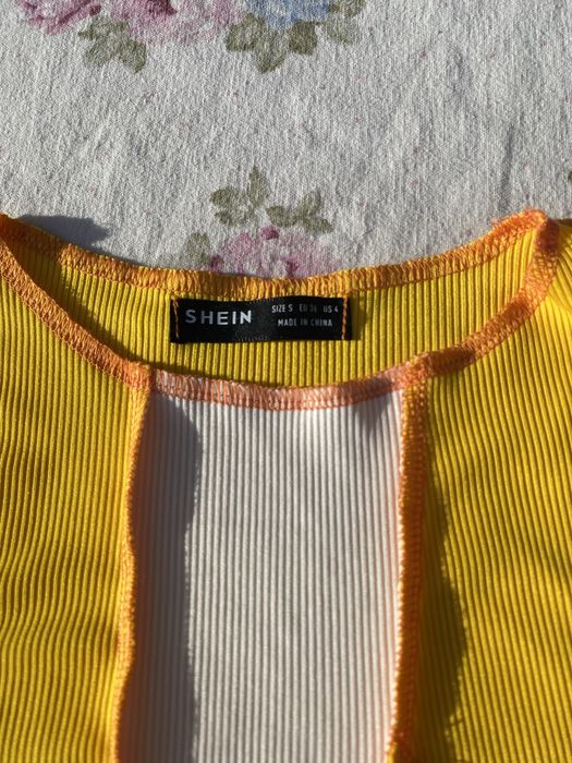 Żółty crop top S 36 shein y2k