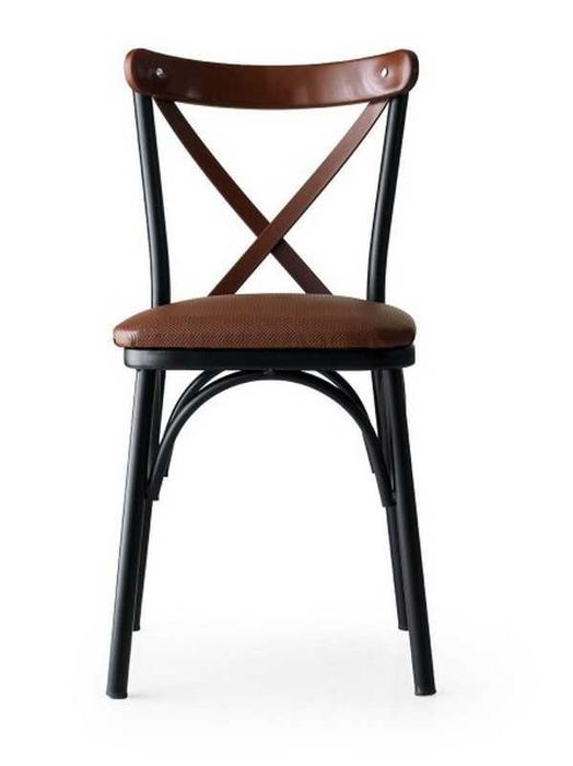 Zestaw 4 krzeseł rustykalnych Ekol brązowo-czarne Kalune Design