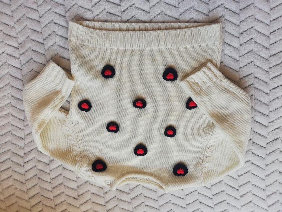 Sweterek sweter ciepły dziewczęcy beżowy 92