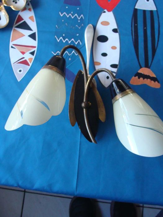 Dwupunktowa lampa ścienna z lat 50 rockabilly styl mid-century