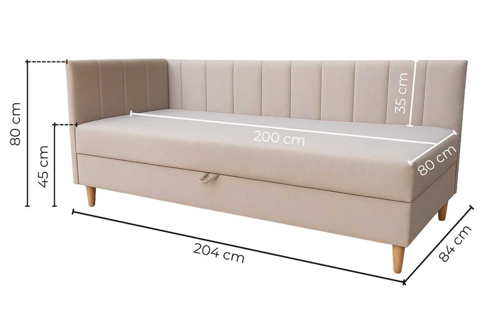 Tapczan Hugo. Kanapa, sofa, łóżko młodzieżowe. Sprężyny bonell materac