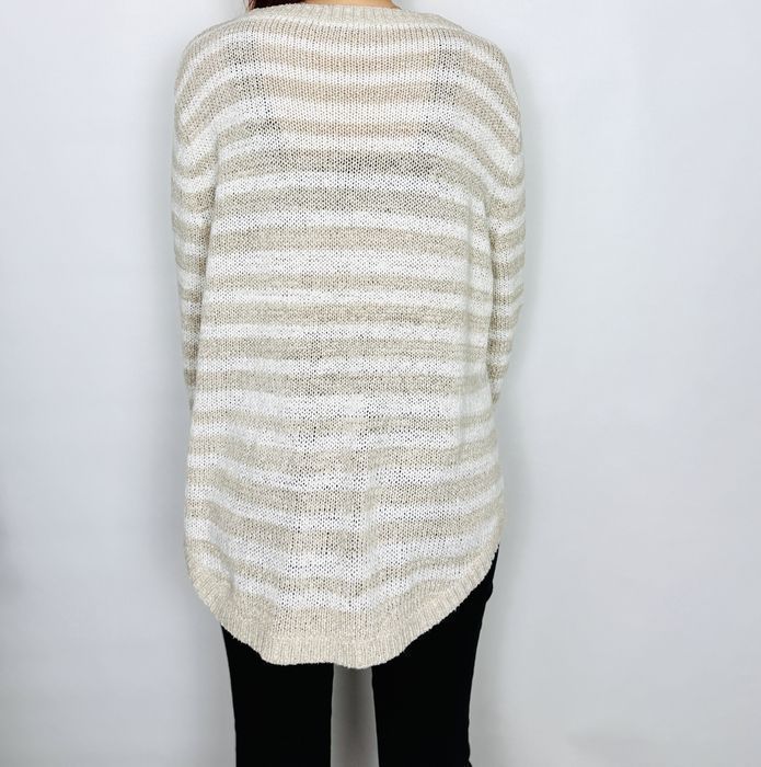 Beżowy sweter w paski XL 42