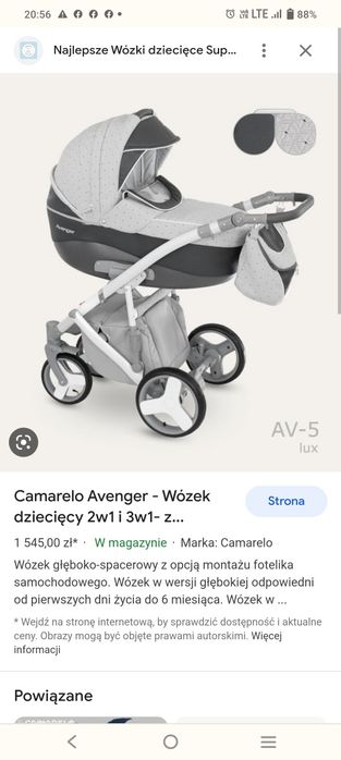 Wózek 3w1 Camarelo Avenger