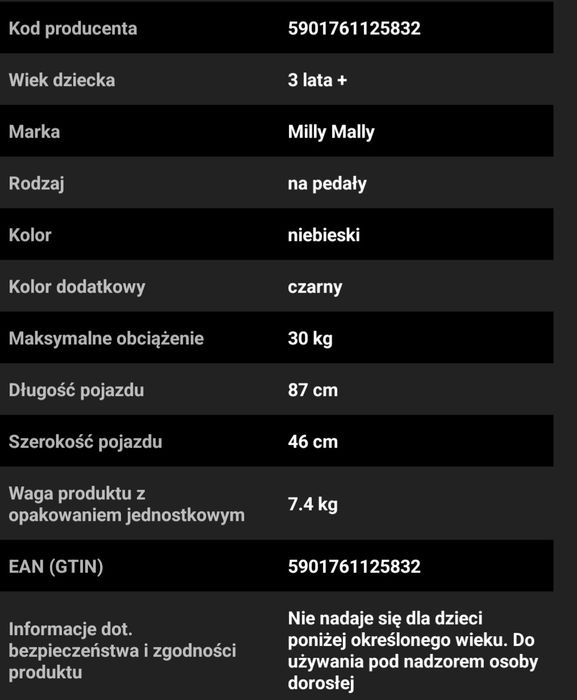Gokart na pedały MILLY MALLY Viper